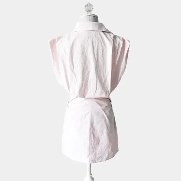 Zara Pastel Pink Button Down Shirt Mini Dress Size XS
